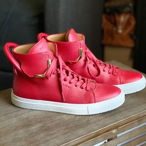 BUSCEMI Red High-Top Leather Sneakers Size 44